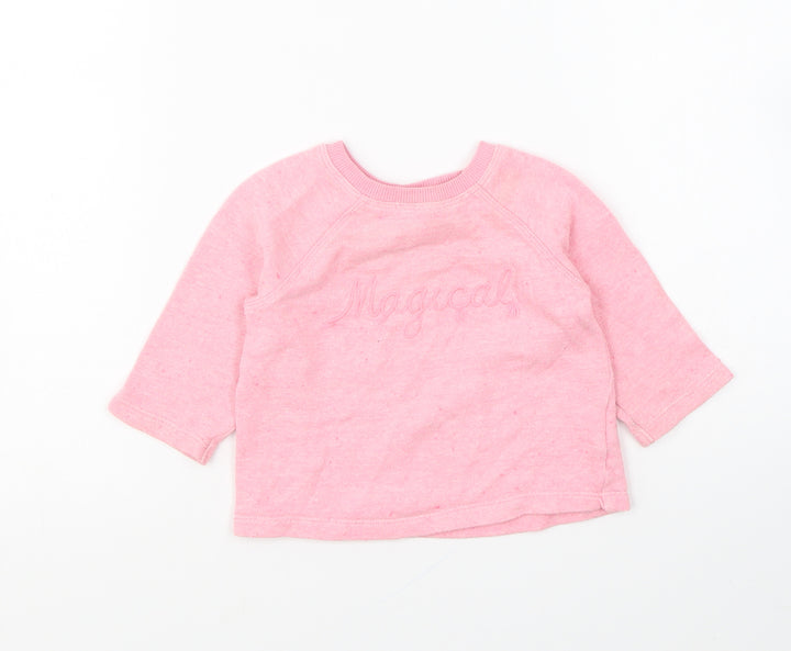 NEXT Girls Pink Cotton Pullover Jumper Size 3-6 Months Pullover - Magical