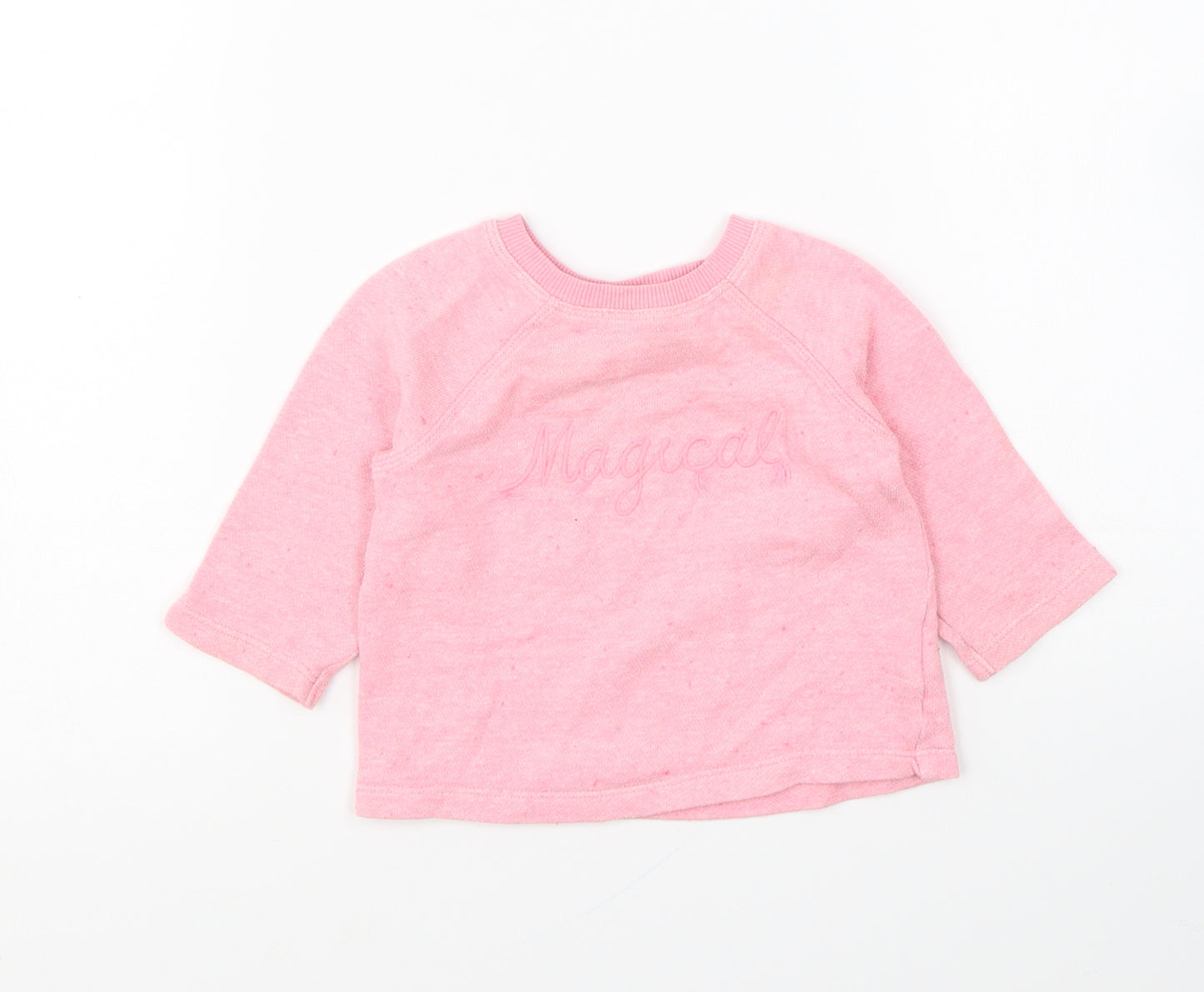 NEXT Girls Pink Cotton Pullover Jumper Size 3-6 Months Pullover - Magical