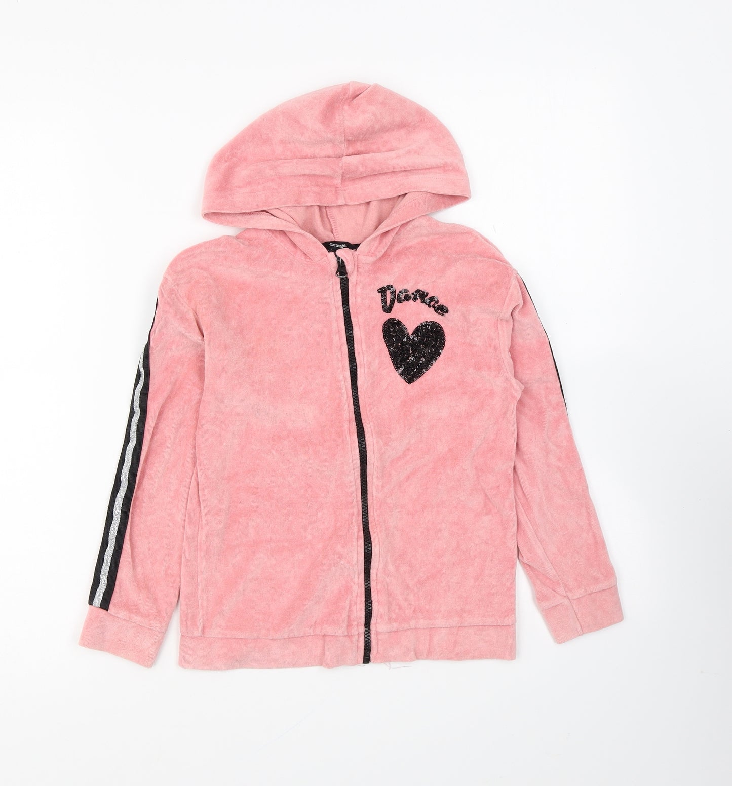 George Girls Pink Cotton Full Zip Hoodie Size 7-8 Years Zip - Always Dancing