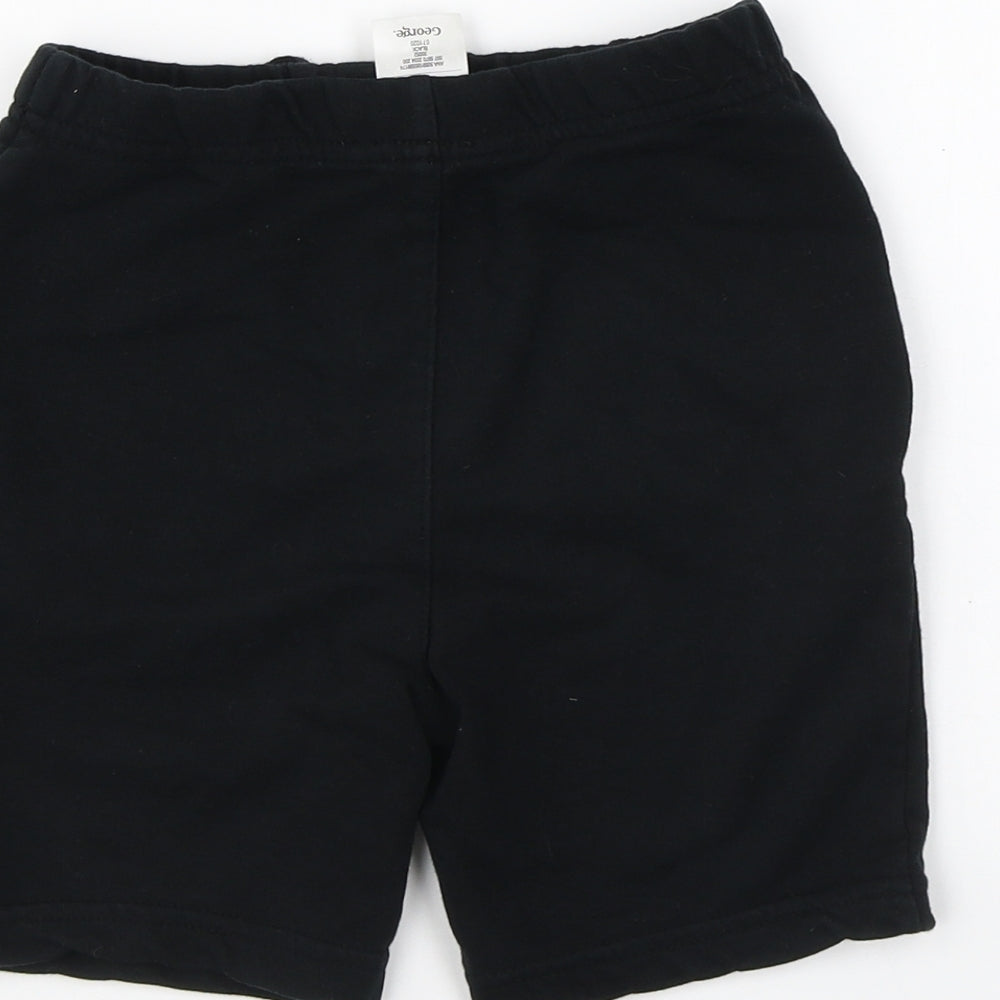 George Boys Black Cotton Sweat Shorts Size 5-6 Years Regular Drawstring