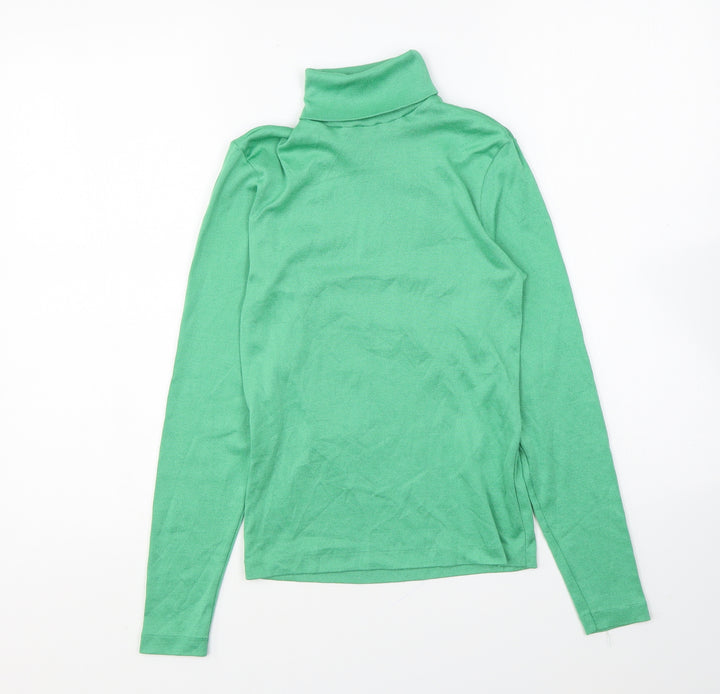 St Michael Girls Green Roll Neck Nylon Pullover Jumper Size 4 Years Pullover