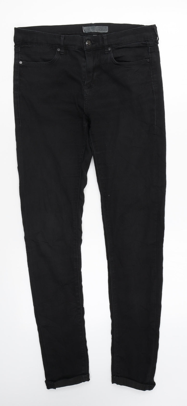 Marks and Spencer Womens Black Cotton Skinny Jeans Size 28 in L29 in Regular Zip
