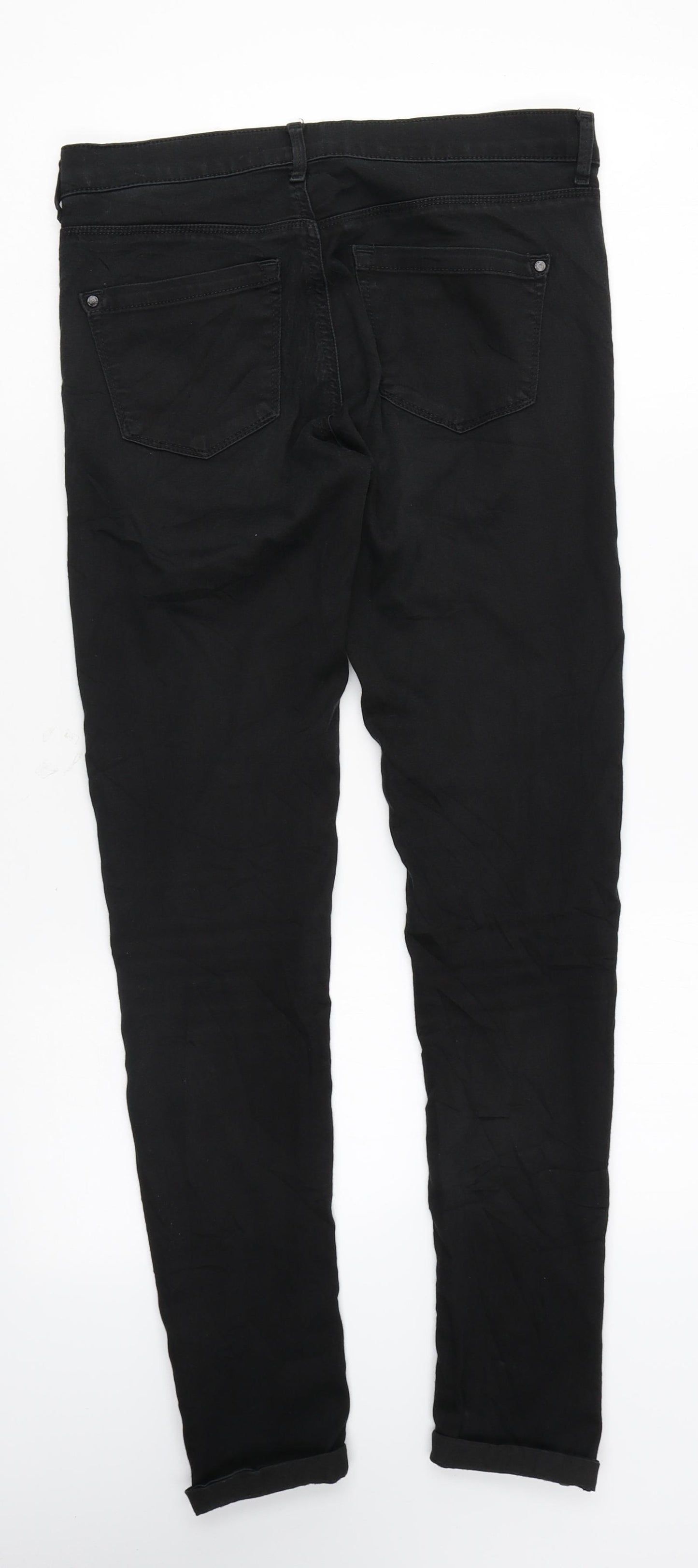 Marks and Spencer Womens Black Cotton Skinny Jeans Size 28 in L29 in Regular Zip