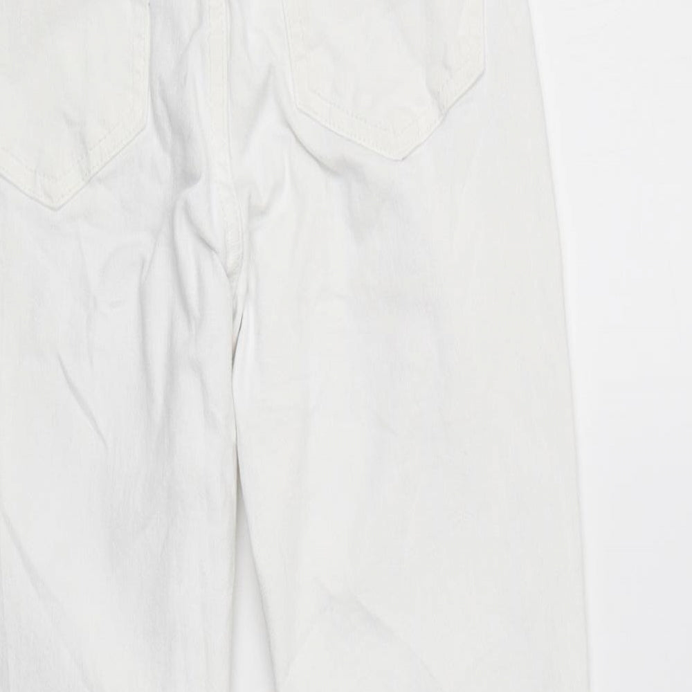 Zara Womens White Cotton Flared Jeans Size 6 L25 in Regular Zip