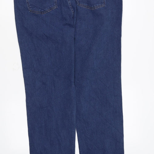 Marks and Spencer Womens Blue Cotton Straight Jeans Size 16 L30 in Regular Zip