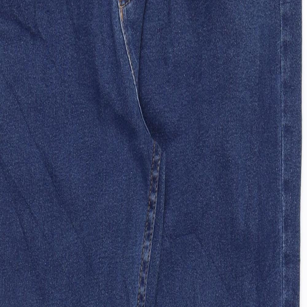 Marks and Spencer Womens Blue Cotton Straight Jeans Size 16 L30 in Regular Zip