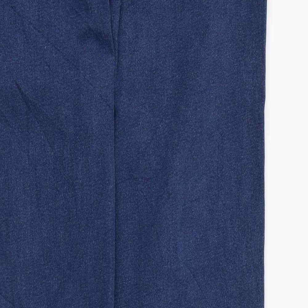 Marks and Spencer Womens Blue Cotton Straight Jeans Size 16 L30 in Regular Zip