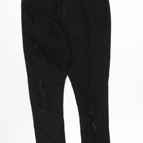 Boohoo Womens Black Cotton Skinny Jeans Size 6 L25 in Regular Zip