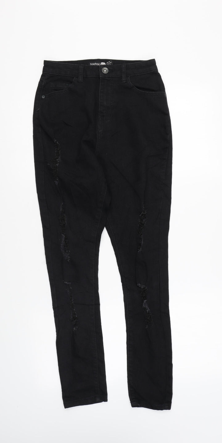 Boohoo Womens Black Cotton Skinny Jeans Size 6 L25 in Regular Zip
