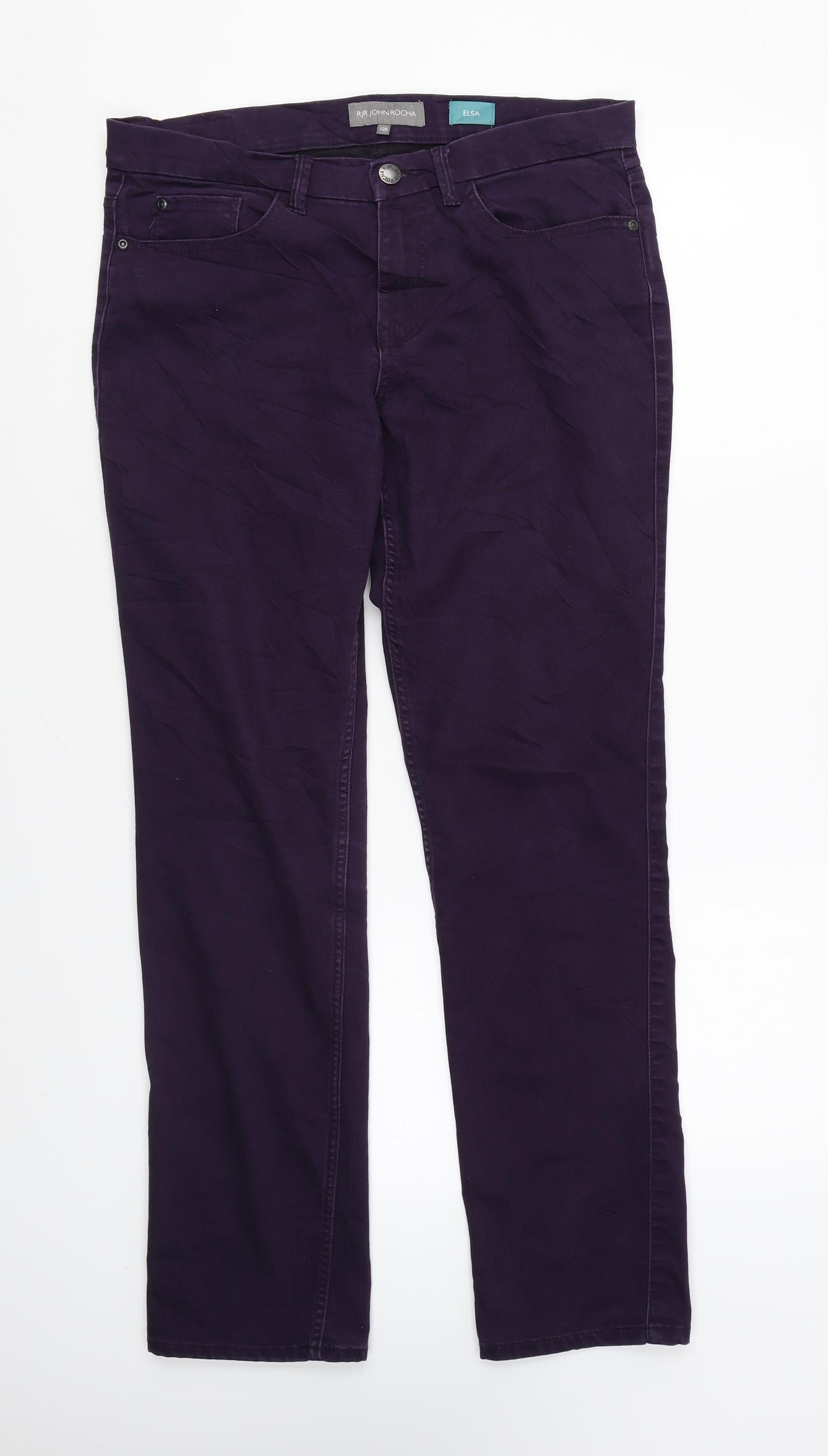 RJR.John Rocha Womens Purple Cotton Skinny Jeans Size 12 L28 in Regular Zip
