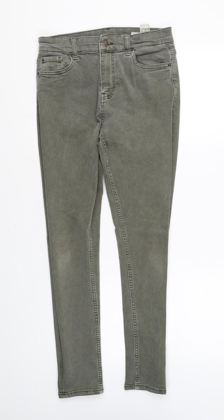 Marks and Spencer Womens Green Cotton Skinny Jeans Size 10 L27 in Regular Zip