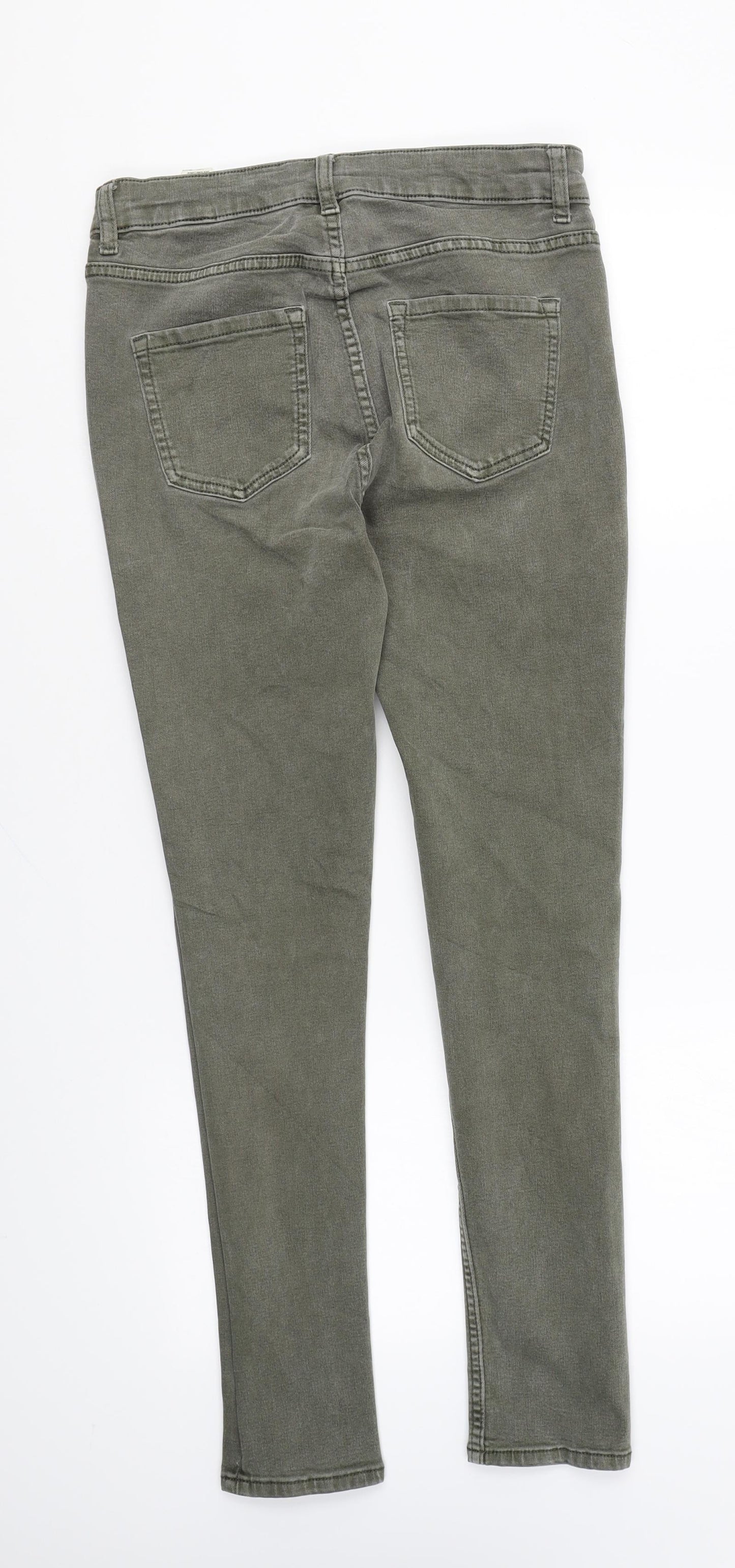 Marks and Spencer Womens Green Cotton Skinny Jeans Size 10 L27 in Regular Zip