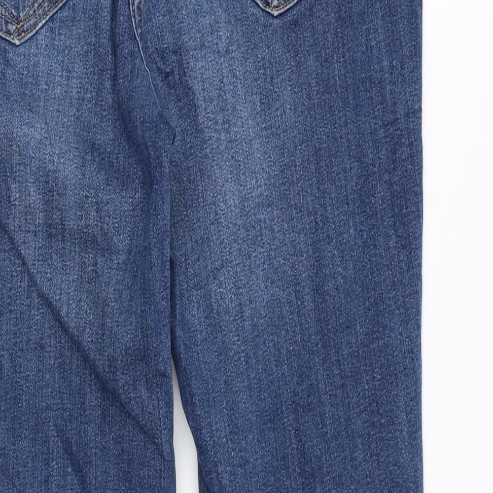 NEXT Womens Blue Cotton Bootcut Jeans Size 12 L28 in Regular Zip