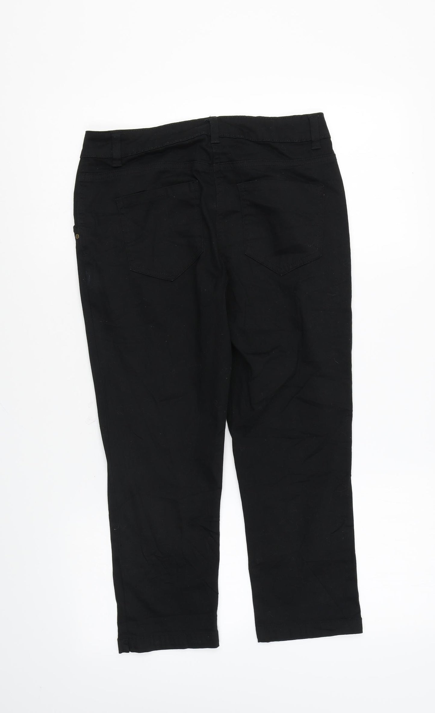 George Womens Black Cotton Cropped Jeans Size 8 L21 in Regular Zip