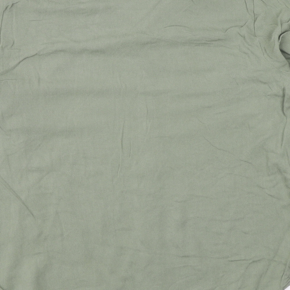 Marks and Spencer Womens Green Viscose Basic Button-Up Size 14 V-Neck