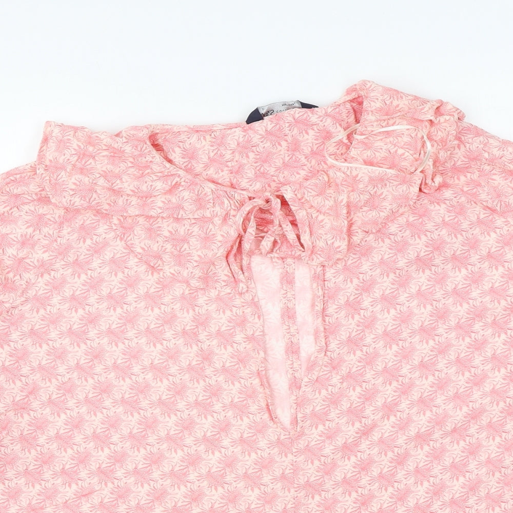 Marks and Spencer Womens Pink Geometric Viscose Basic Blouse Size 22 Round Neck