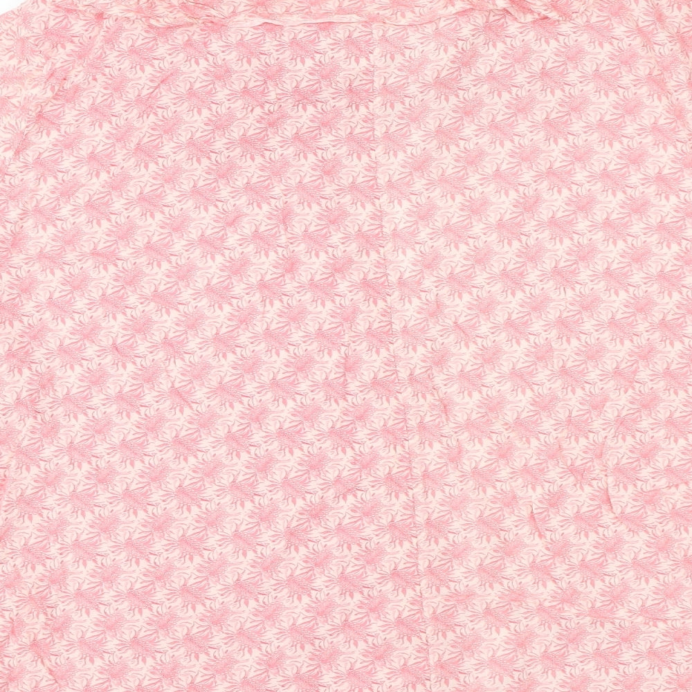 Marks and Spencer Womens Pink Geometric Viscose Basic Blouse Size 22 Round Neck