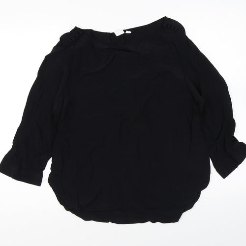 Gap Womens Black Viscose Basic Blouse Size M Round Neck