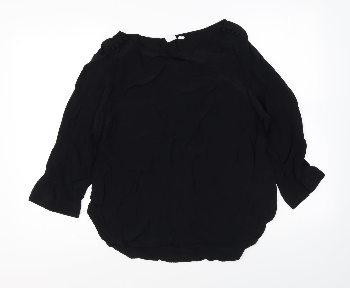 Gap Womens Black Viscose Basic Blouse Size M Round Neck
