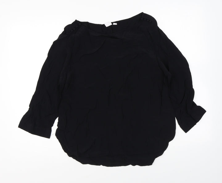 Gap Womens Black Viscose Basic Blouse Size M Round Neck