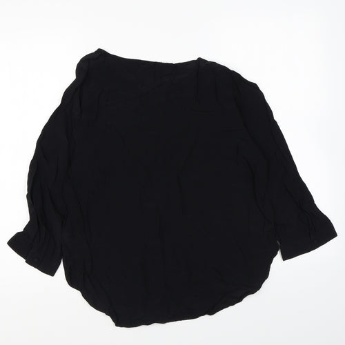 Gap Womens Black Viscose Basic Blouse Size M Round Neck