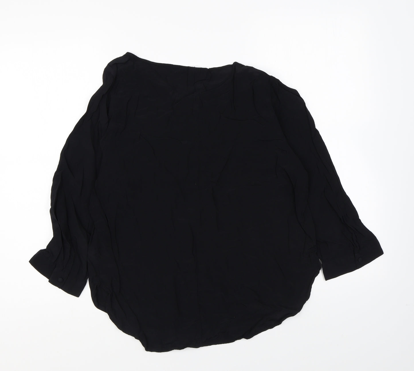 Gap Womens Black Viscose Basic Blouse Size M Round Neck