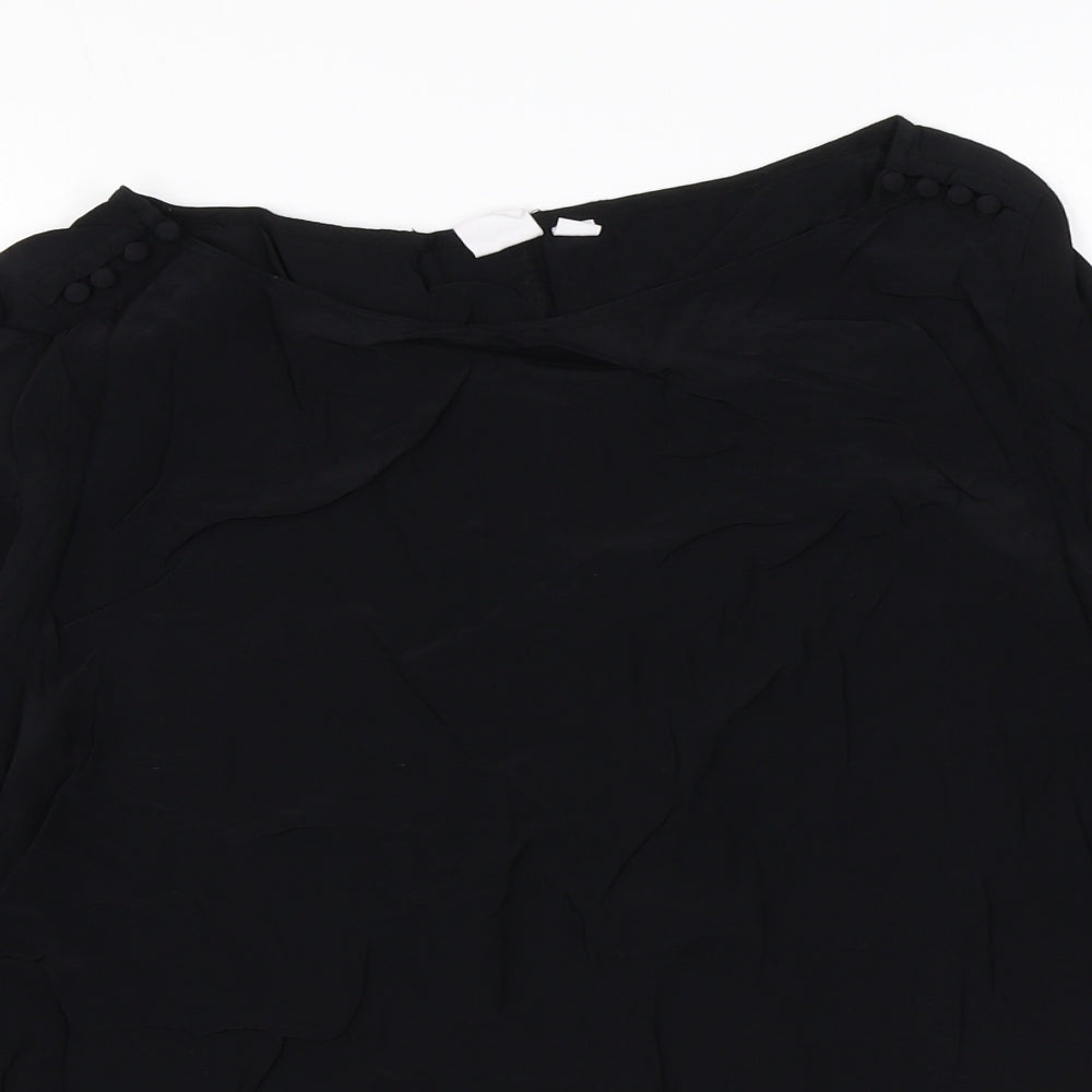 Gap Womens Black Viscose Basic Blouse Size M Round Neck
