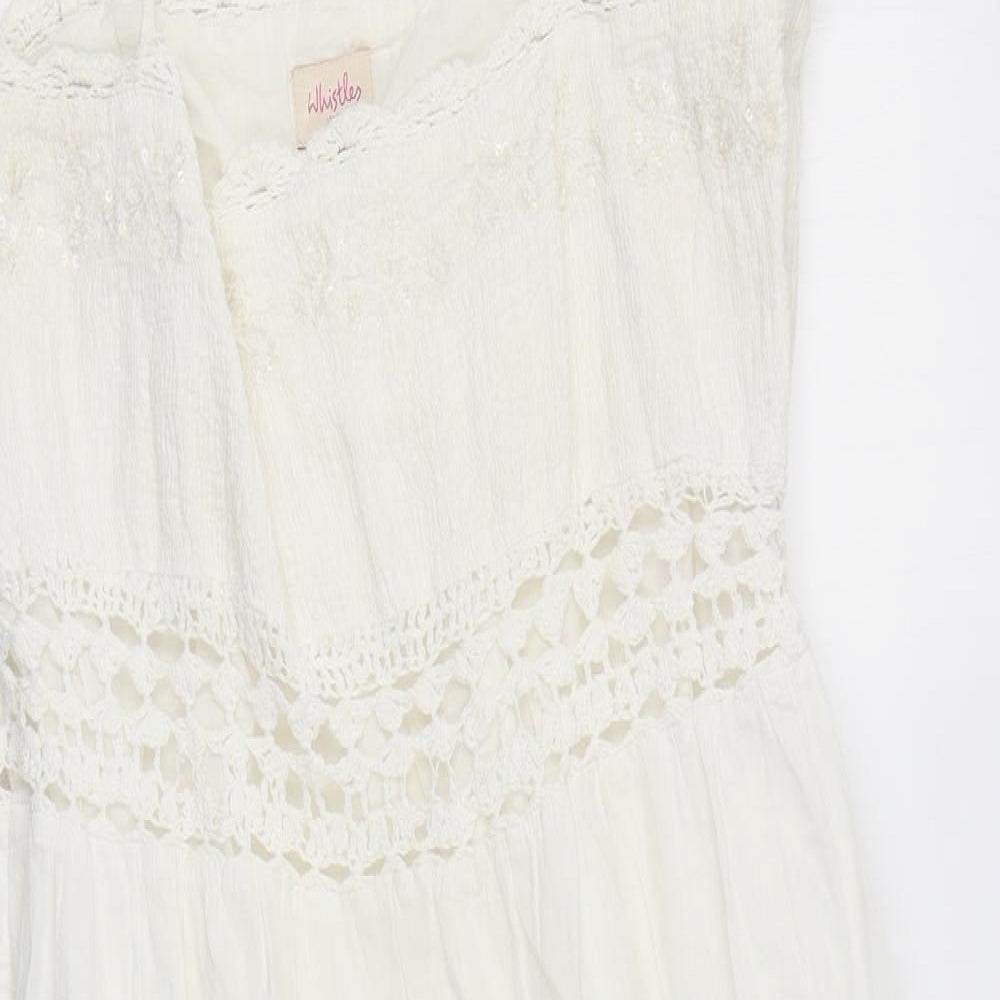 Whistles Womens Ivory Cotton Slip Dress Size 14 Square Neck Zip