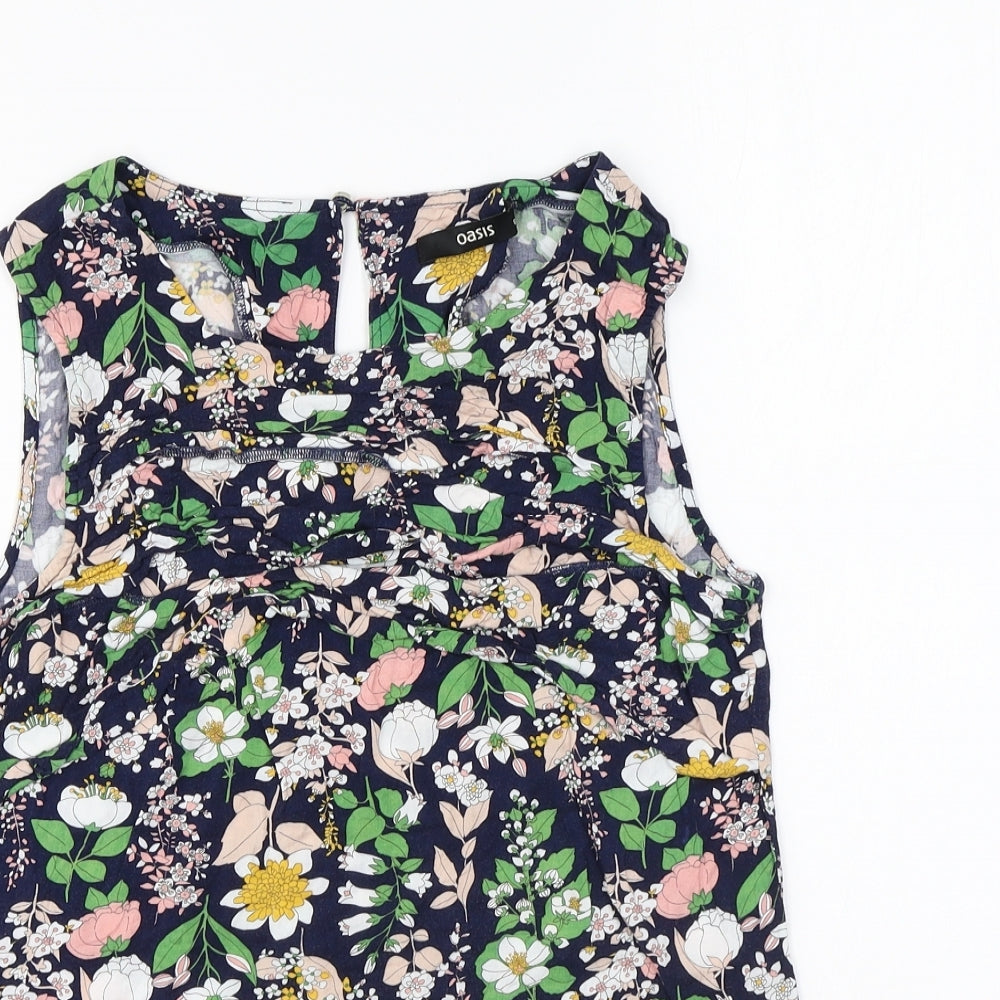 Oasis Womens Multicoloured Floral Viscose Basic Blouse Size 8 Round Neck
