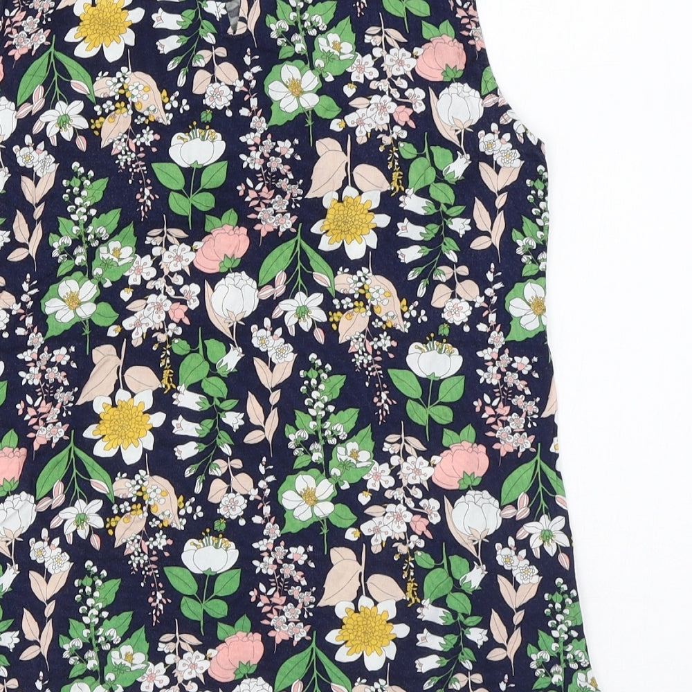 Oasis Womens Multicoloured Floral Viscose Basic Blouse Size 8 Round Neck