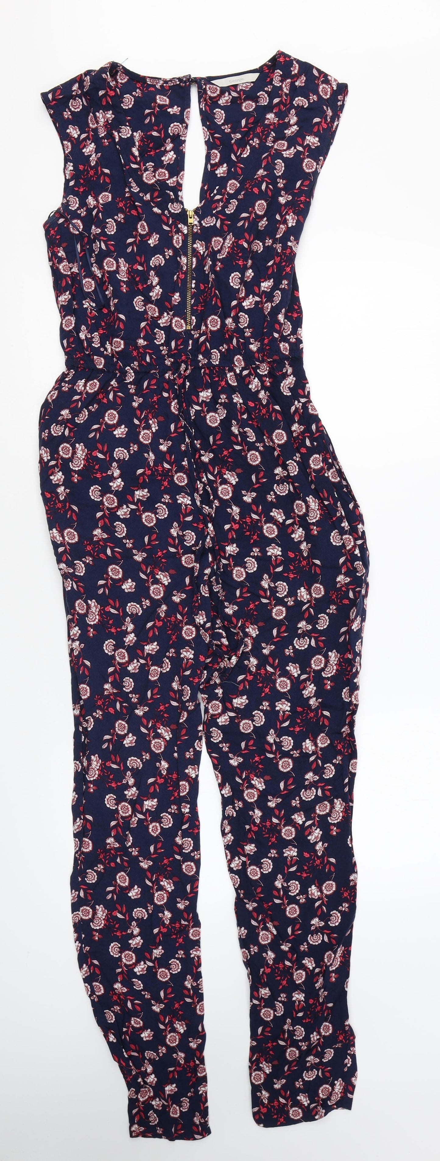 George Womens Multicoloured Floral Viscose Jumpsuit One-Piece Size 8 Zip