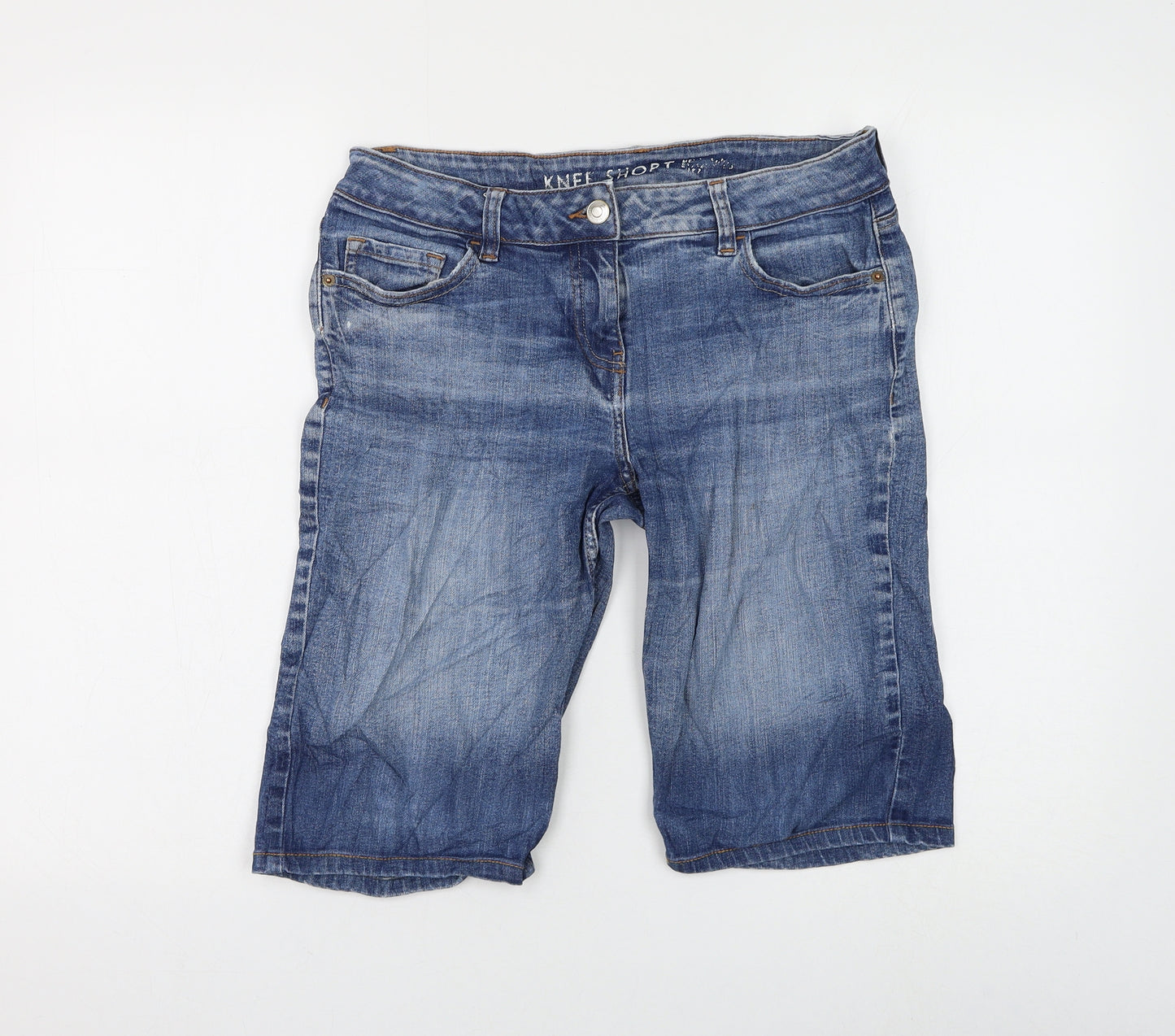 NEXT Womens Blue Cotton Bermuda Shorts Size 8 L12 in Regular Zip