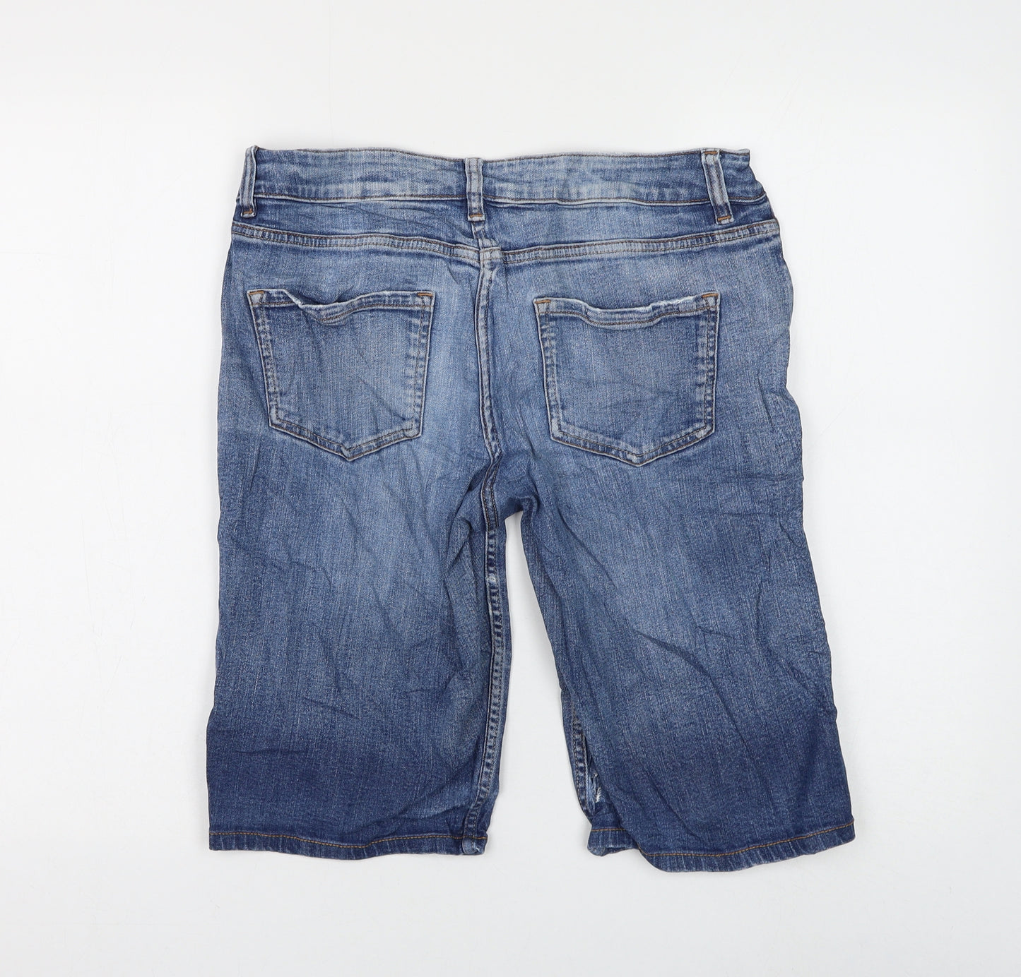 NEXT Womens Blue Cotton Bermuda Shorts Size 8 L12 in Regular Zip