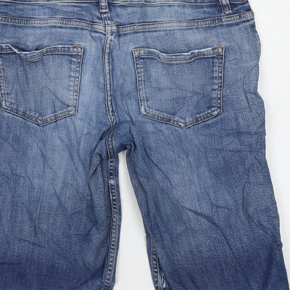 NEXT Womens Blue Cotton Bermuda Shorts Size 8 L12 in Regular Zip