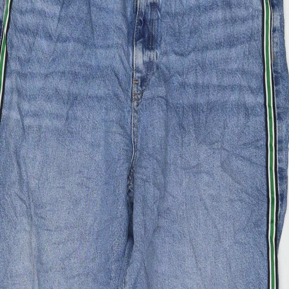 Marks and Spencer Womens Blue Cotton Wide-Leg Jeans Size 20 L30 in Regular Zip