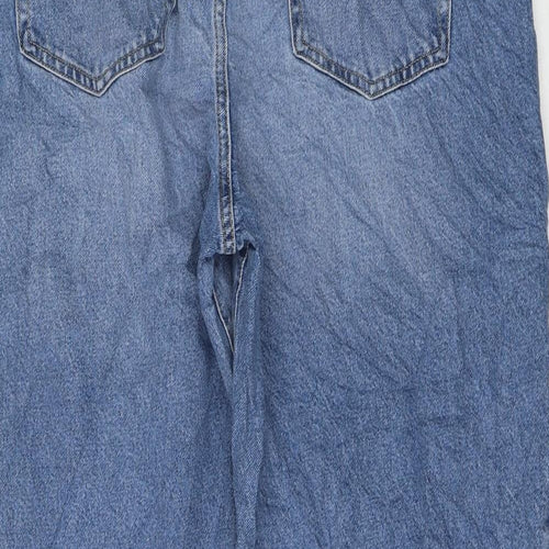 Marks and Spencer Womens Blue Cotton Wide-Leg Jeans Size 20 L30 in Regular Zip