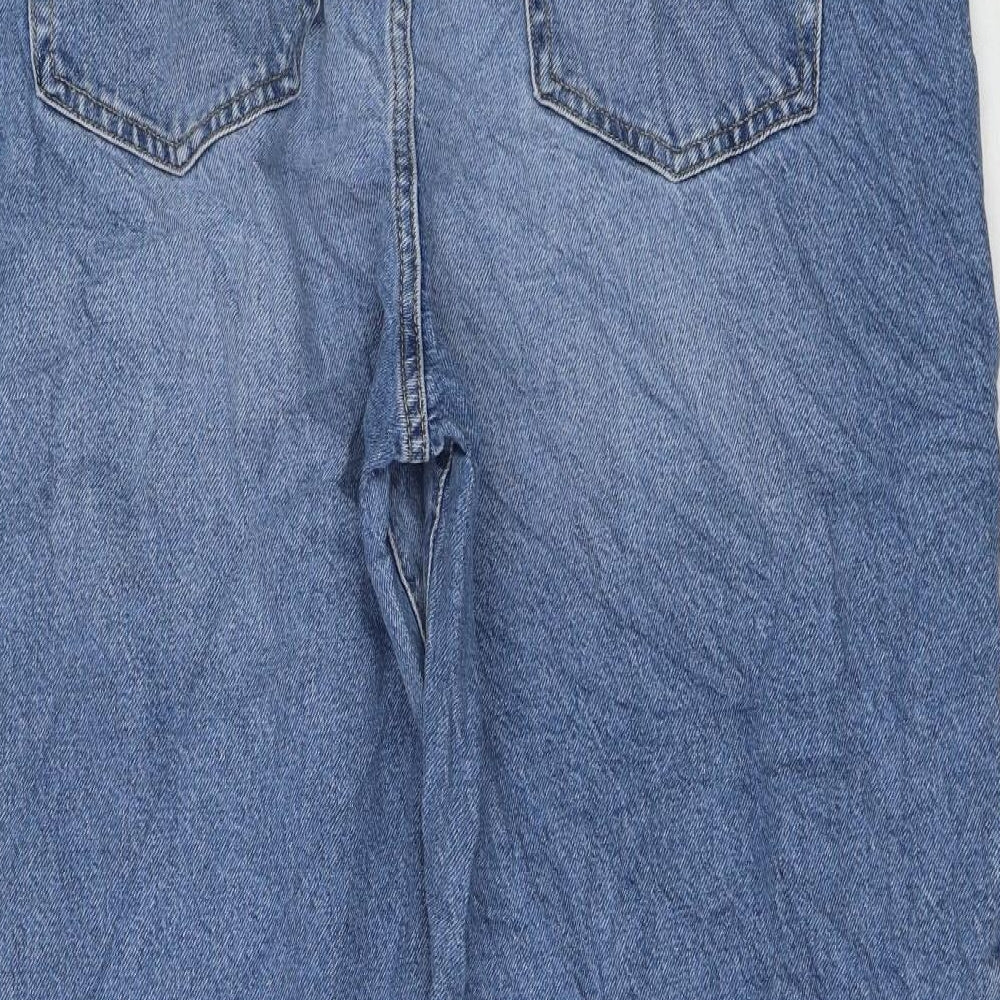 Marks and Spencer Womens Blue Cotton Wide-Leg Jeans Size 20 L30 in Regular Zip