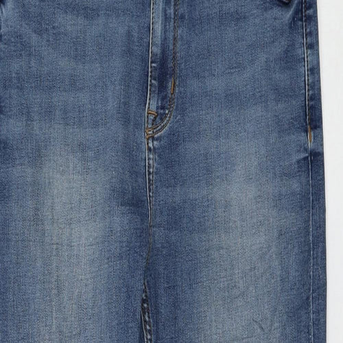 Marks and Spencer Womens Blue Cotton Cropped Jeans Size 10 L23 in Regular Zip