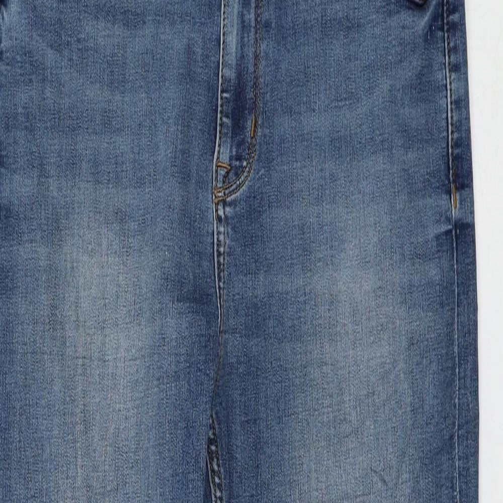 Marks and Spencer Womens Blue Cotton Cropped Jeans Size 10 L23 in Regular Zip