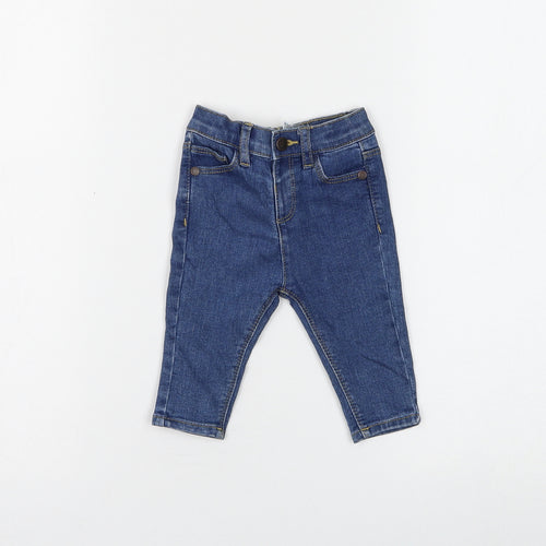 Marks and Spencer Girls Blue Cotton Capri Jeans Size 3-6 Months Button