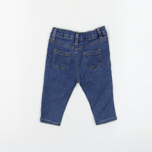 Marks and Spencer Girls Blue Cotton Capri Jeans Size 3-6 Months Button