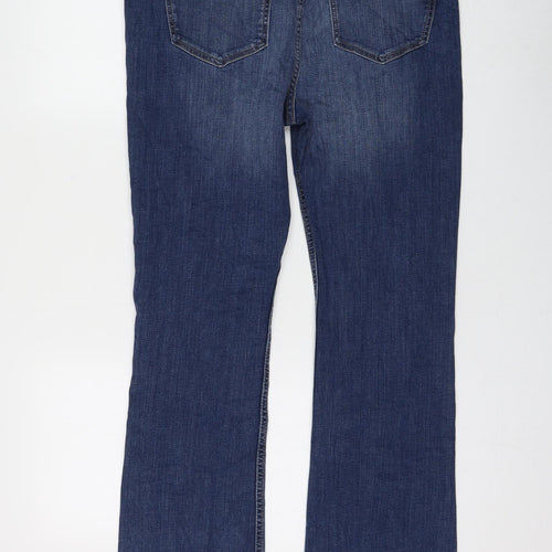 Marks and Spencer Womens Blue Cotton Flared Jeans Size 14 L30 in Regular Zip