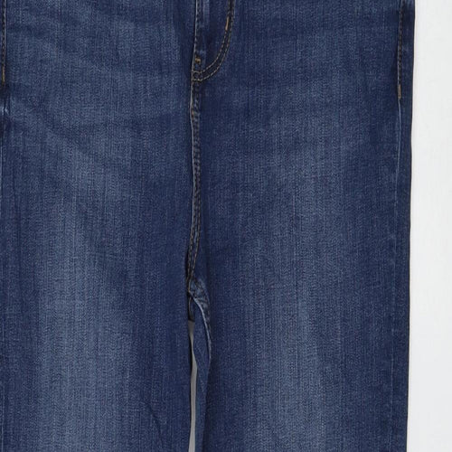 Marks and Spencer Womens Blue Cotton Flared Jeans Size 14 L30 in Regular Zip