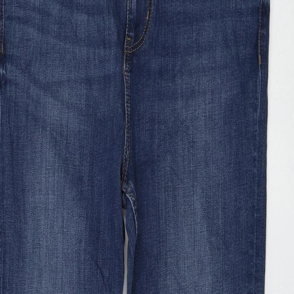 Marks and Spencer Womens Blue Cotton Flared Jeans Size 14 L30 in Regular Zip