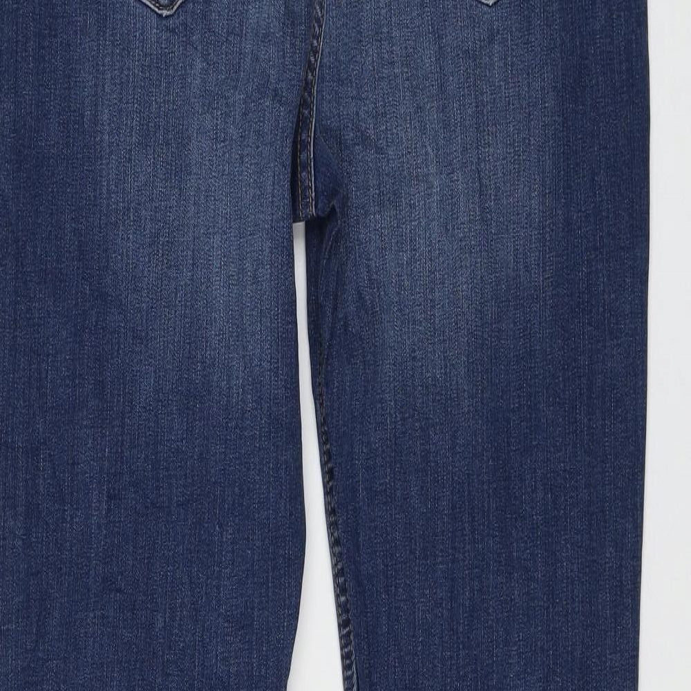 Marks and Spencer Womens Blue Cotton Flared Jeans Size 14 L30 in Regular Zip