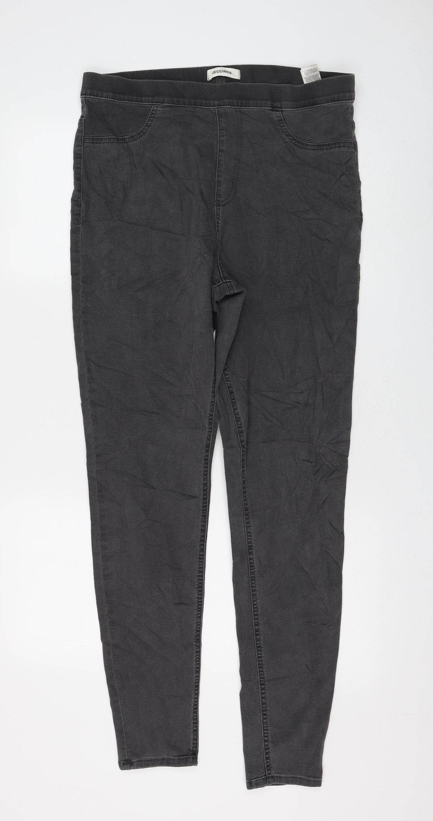 Marks and Spencer Womens Grey Cotton Jegging Jeans Size 14 L30 in Regular