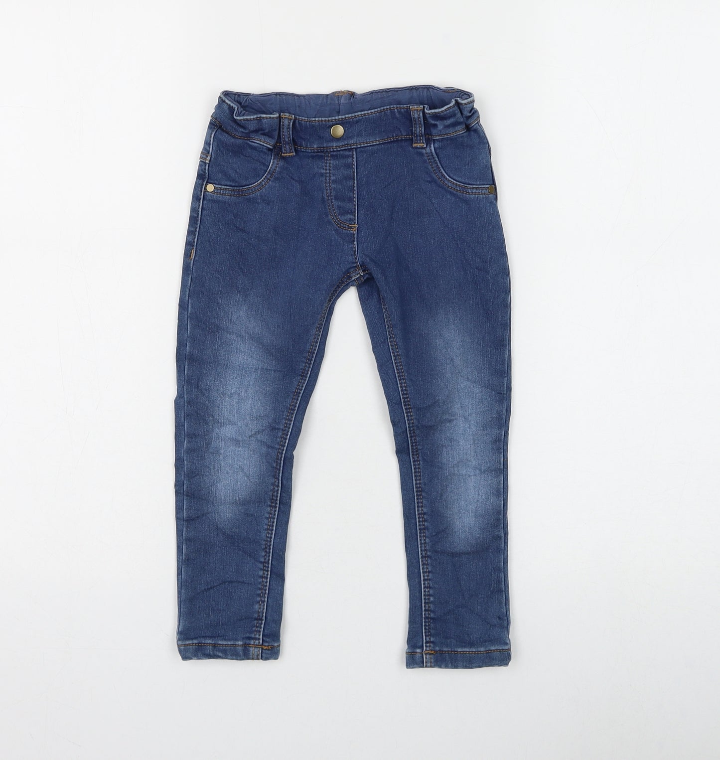 Marks and Spencer Girls Blue Cotton Skinny Jeans Size 2-3 Years Regular Pullover