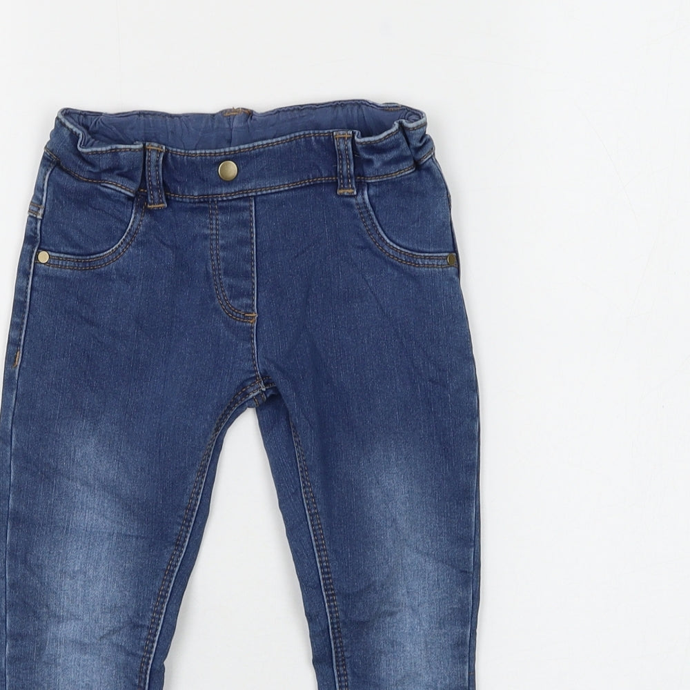 Marks and Spencer Girls Blue Cotton Skinny Jeans Size 2-3 Years Regular Pullover