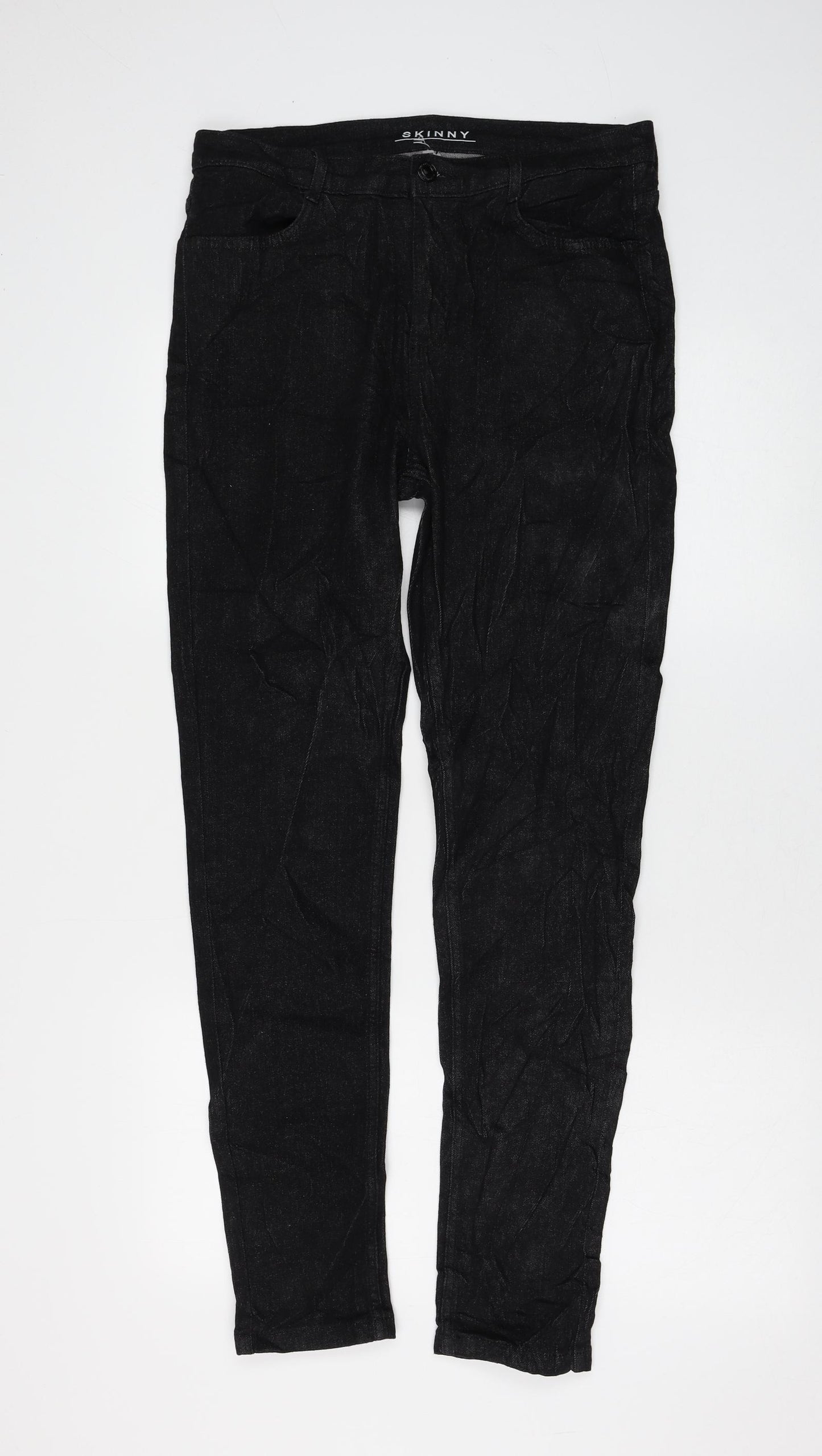 Marks and Spencer Womens Black Cotton Skinny Jeans Size 12 L29 in Regular Zip