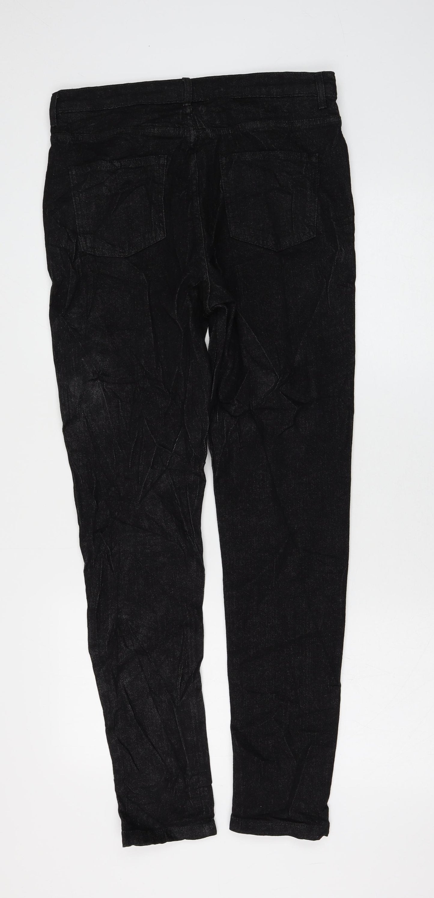Marks and Spencer Womens Black Cotton Skinny Jeans Size 12 L29 in Regular Zip